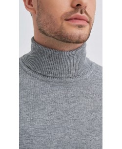 YE-6741-127 Pull col roulé gris