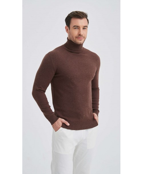 YE-6741-130 Pull col roulé choco