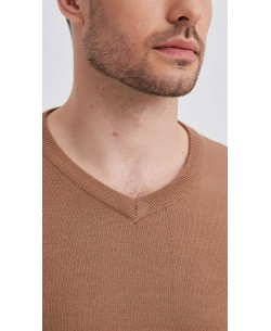 YE-6745-138 Pull camel col V "CASHMERE TOUCH"