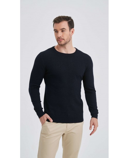YE-6746-128 Crew neck navy vintage jumper
