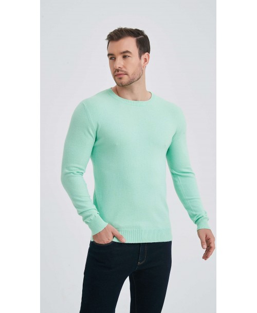 YE-6746-148 Pull vert doux col rond