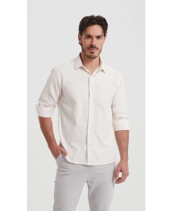  R002-21 Chemise ivoire piqué en confort fit
