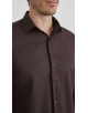 R002-25 Chemise coupe droite en coton piqué - Marron R002-25 Chemise coupe droite en coton piqué - Marron