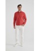  R002-38 Chemise coupe droite en coton piqué - Rouge