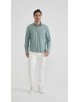  R002-50 Chemise coupe droite en coton piqué - Kaki