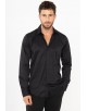 SAT100-10 Chemise noire slim fit Taille XL