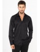 SAT100-10 Chemise noire en slim fit