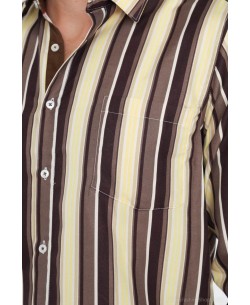 1506213-22 Chemise jaune & marron à motifs FLAGS en coupe confort
