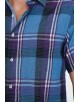 1506352-5 Chemisette gaufrée violette, bleue et noire à carreaux en coupe confort