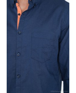 LIN-20-8 Dark blue linen shirt adjusted fit