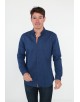 LIN-20-8 Chemise bleu foncé en lin à coupe ajustée