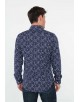 SLIM5039-06 Chemise bleu marine slim fit motifs PAISLEY