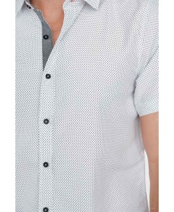 SLIM5359-6 White printed sleeveless shirt slim fit
