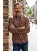 SLIM5037-13 Chemise terracotta slim fit motifs FEERICO