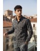 SLIM5037-15 Chemise noire slim fit motifs FEERICO SLIM5037-15 Chemise noire slim fit motifs FEERICO