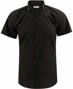 SLIM5328-02 Black doble collar sleeveless shirt slim fit
