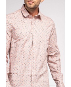 T03-5 Saumon stretch printed shirt slim fit