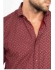 T08-4 Chemise slim fit STRETCH rouge bordeaux motifs NAPOLITAIN