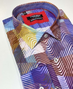 T21-17 STRETCH digital prints shirt slim fit
