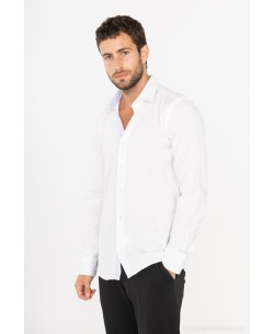 T50-1 Chemise unie blanc en slim fit