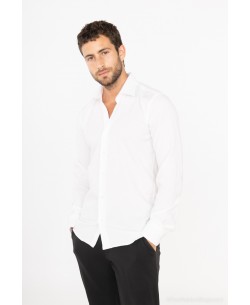 T50-90 Chemise unie blanche en slim fit