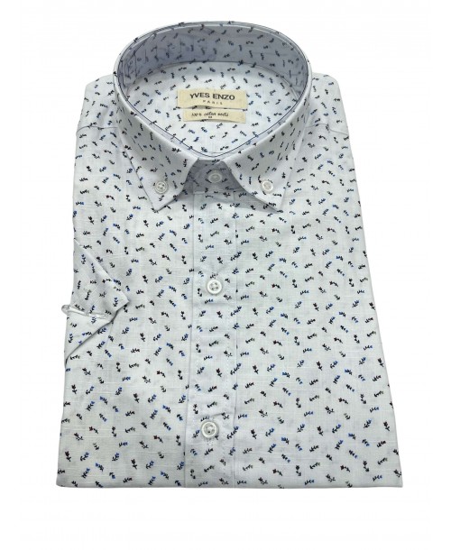 Chemise manche courte à motifs en voile de coton