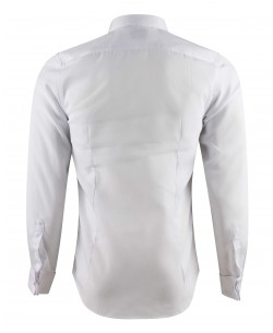 WHT-10-9T White satean shirt-slim fit wing collar-Musketeer cuffs