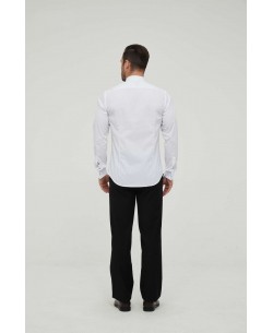 WHT-15-1 Chemise blanche plastron plissé à col cassé en slim fit 