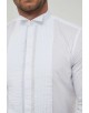 WHT-15-1 Chemise blanche plastron plissé à col cassé en slim fit 