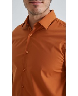 YE-288 Comfort fit plain shirt - Terracotta