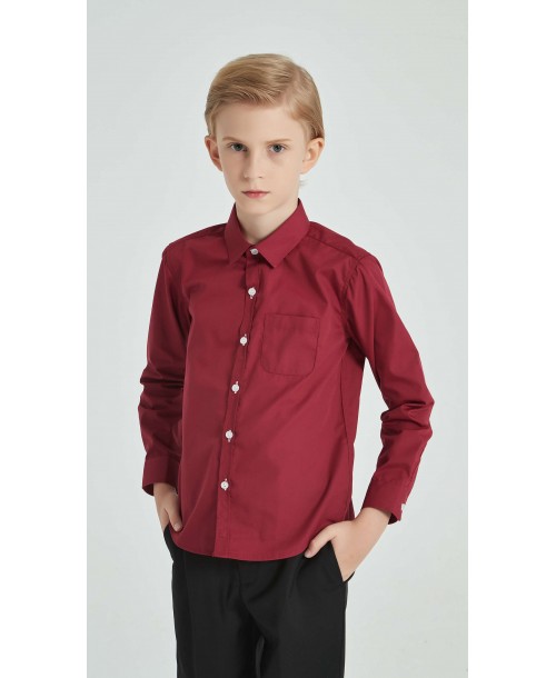 KIDS-901-73 Chemise rouge bordeaux enfants de 6 à 16 ans