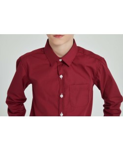 KIDS-901-73 Chemise rouge bordeaux enfants de 6 à 16 ans