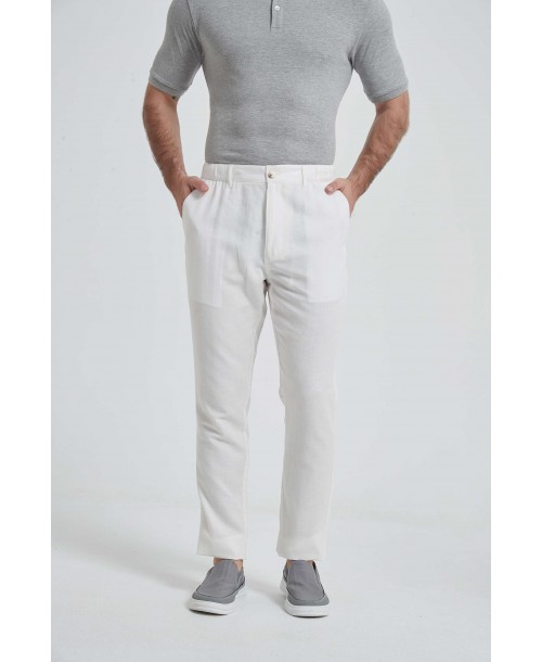 LP-20301-01 Pantalon lin en blanc (T38 à T50)