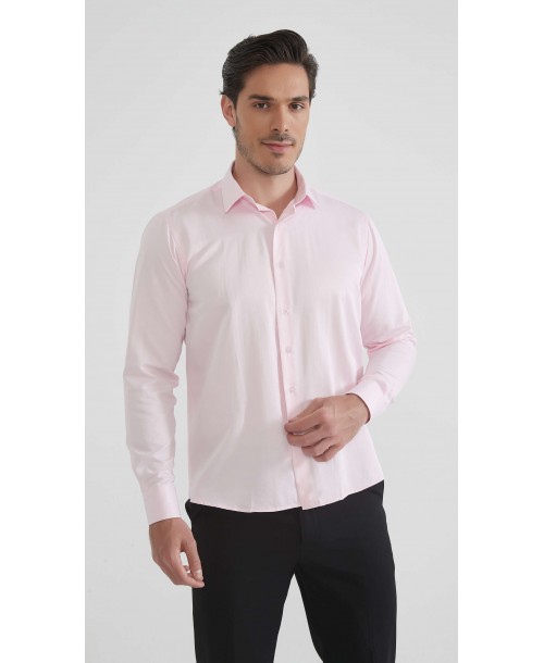 SAT200-12 Chemise rose en confort fit