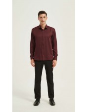 SAT200-141 Chemise Bordeaux en confort fit