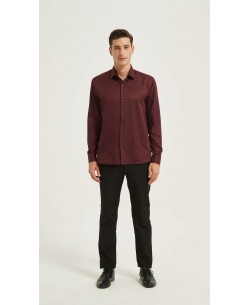SAT200-141 Chemise Bordeaux en confort fit