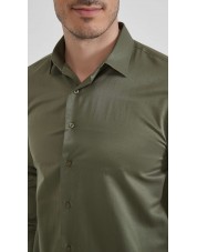 SAT200-44 Chemise vert kaki en confort fit
