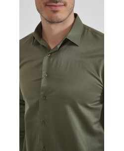 SAT200-44 Chemise vert kaki en confort fit