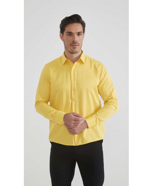 SAT200-54 Chemise jaune en confort fit