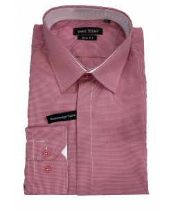 SLIM5132-3 Red gingham shirt spread collar slim fit