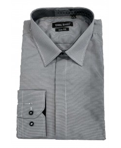 SLIM5132-1 Black gingham shirt spread collar slim fit