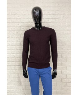 YE-6732-9 V-neck vintage burgundy jumper