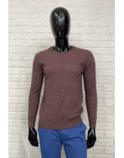 YE-6732-8 V-neck washed brown jumper