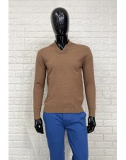 YE-6740-14 Shawl neck camel vintage jumper