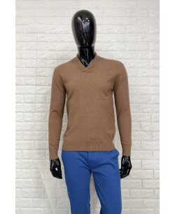 YE-6740-14 Shawl neck camel vintage jumper