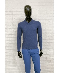 YE-6740-22 Shawl neck reinvented blue jumper