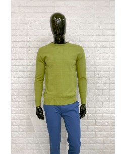 YE-6729-15 YVES ENZO PARIS crew neck green knit CASHMERE TOUCH technology