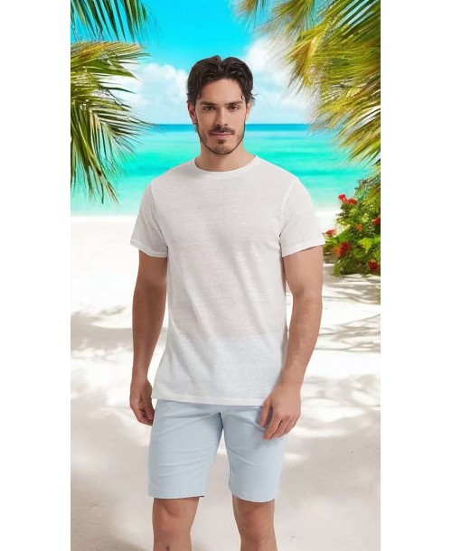 23501-02 T-shirt off white en lin