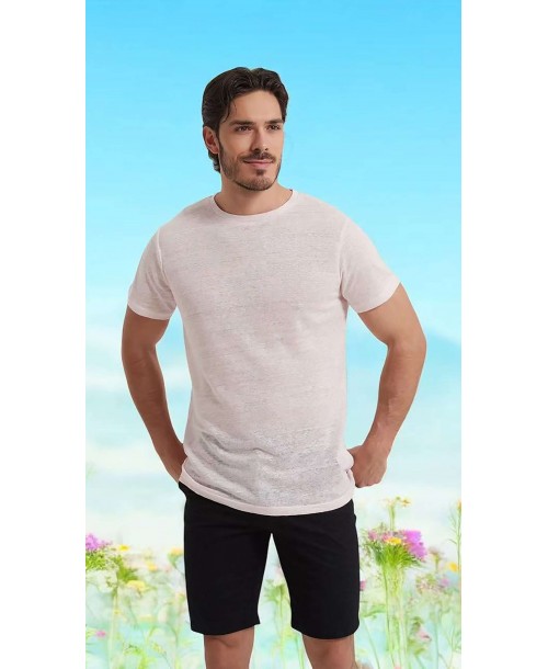 23501-05 T-shirt rose poudré en lin