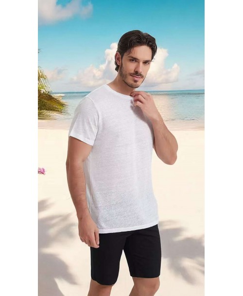 23501-01 T-shirt blanc en lin